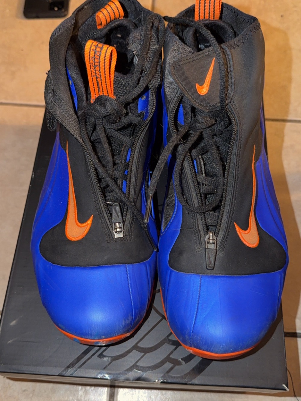 Nike Blue and Orange Men's Athletic High-Top Sneakers